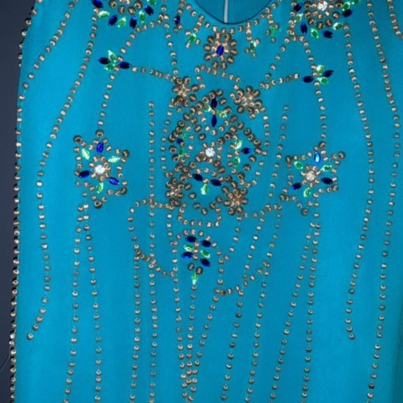 Antik Batik Sauvat Silk Beaded jeweled lose Dress - Picture 11 of 11